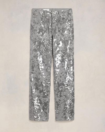 Ami Paris Embroidered Straight Fit Jeans - Multicolour