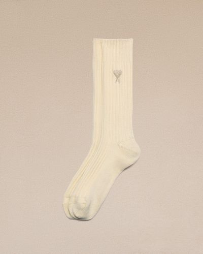 Ami Paris Ami De Coeur Plain Socks - Natural