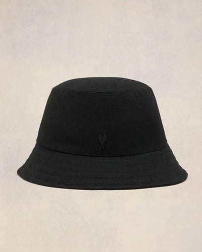 Ami Paris Reversible Ami De Coeur Bucket Hat - Black