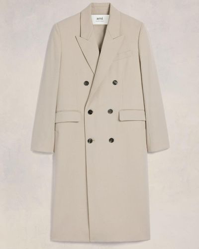 Ami Paris Double Breasted Coat - Natural