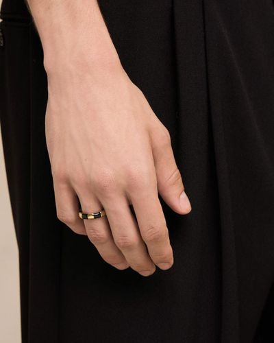 Ami Paris Striped Ami Signature Ring - Black