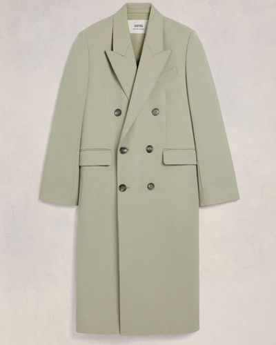 Ami Paris Double Breasted Coat - Natural