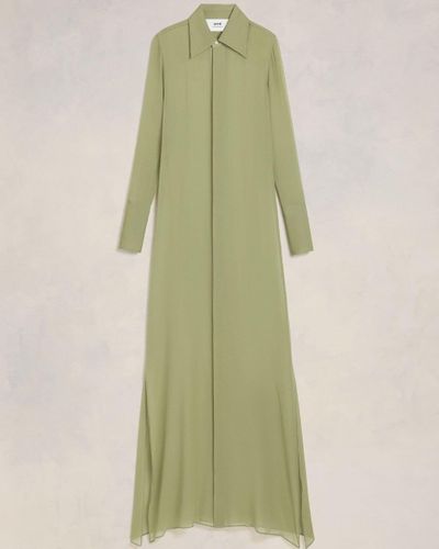 Ami Paris Long Dress With Collar Shirt - Green