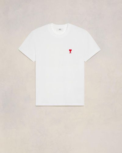 Ami Paris T-shirt en coton biologique à logo brodé - Blanc