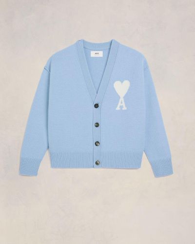 Ami Paris Cardigan ami de coeur ecru - Bleu