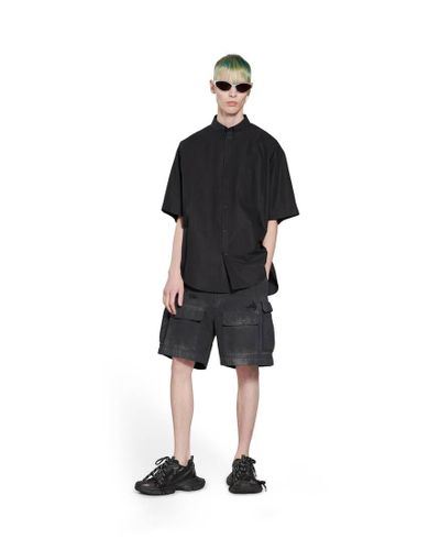 Balenciaga Tape Type Short Sleeve Shirt Large Fit - Black
