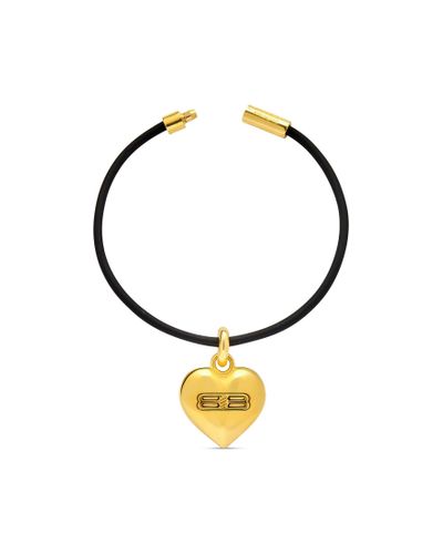 Balenciaga Debossed-bb Heart Bracelet - Metallic