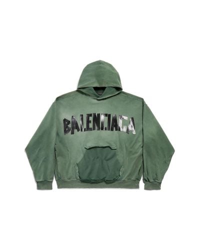 Balenciaga New Tape Type Ripped Pocket Hoodie Large Fit - Green
