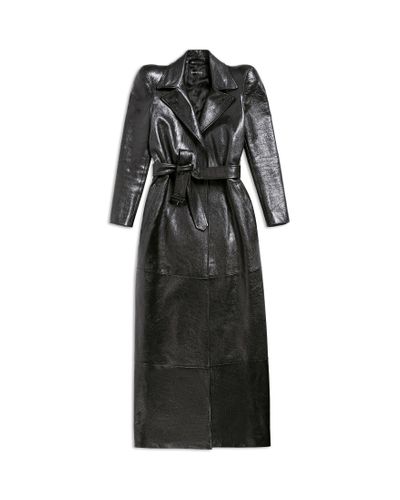 Balenciaga Round Shoulder Maxi Trench Coat - Black