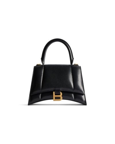 Balenciaga Hourglass Small Leather Top Handle Shoulder Bag - Black