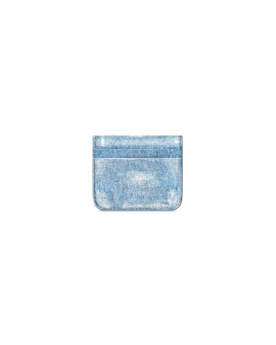 Balenciaga Cash Flap Coin And Card Holder Denim Print - Blue