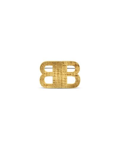 Balenciaga Bb 2.0 Textured Brooch - Metallic