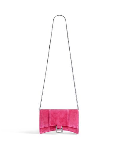 Balenciaga Hourglass brieftasche mit kette aus samtjersey - Pink