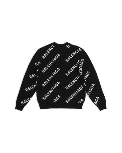 Balenciaga Allover Logo Sweater - Black