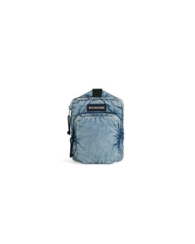 Balenciaga Explorer Kuriertasche im Jeans-Look - Blau