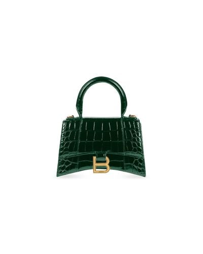 Balenciaga Hourglass Xs Handbag Crocodile Embossed - Green
