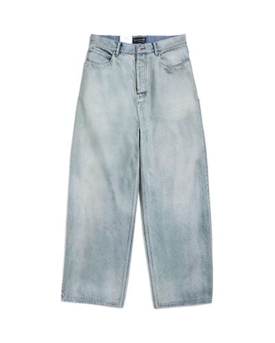 Balenciaga Denim Size Sticker Mid-rise Wide-leg Jeans - Blue