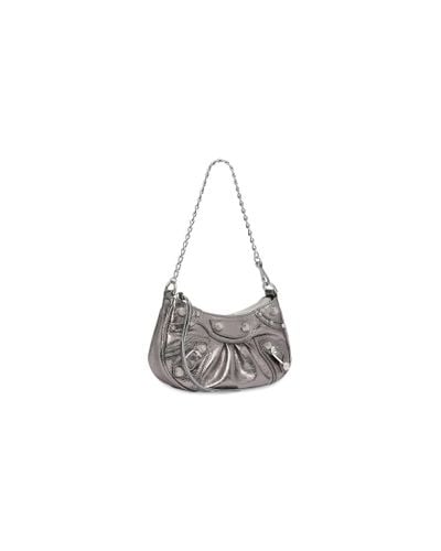 Balenciaga Le Cagole Mini Bag With Chain Metallized - White