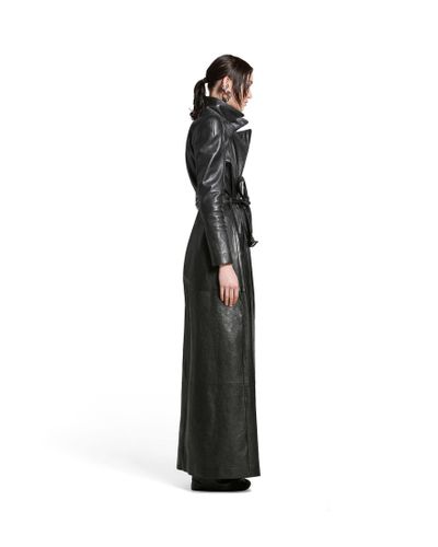 Balenciaga Round Shoulder Maxi Trench Coat - Black