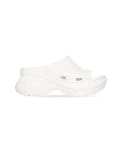 Balenciaga Pool Crocstm Slide Sandal - White