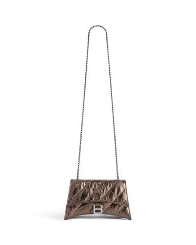 Balenciaga Crush Xs Chain Bag Metallized Quilted - Natural