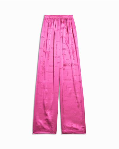 Balenciaga Bal Paris Allover Fluid Tracksuit Pants - Pink