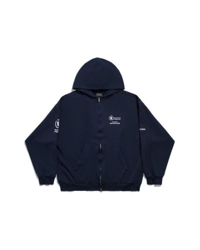 Balenciaga Wfp hoodie mit reißverschluss medium fit - Blau