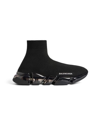 Balenciaga Sneaker speed 2.0 full clear sole in maglia riciclata - Nero