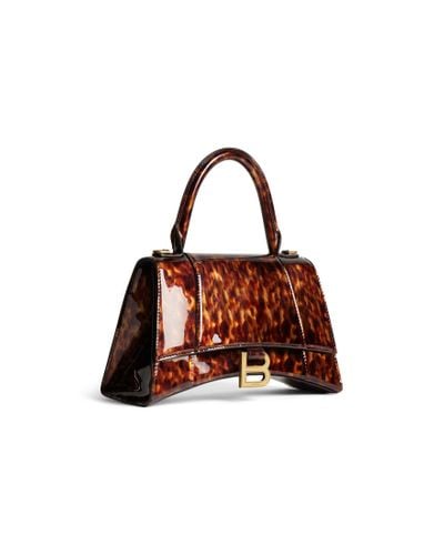 Balenciaga Hourglass Small Handbag Tortoise Shell Print - Brown