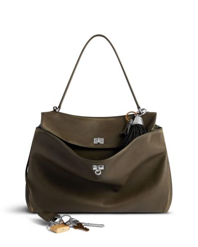 Balenciaga Rodeo Large Handbag Used Effect With Charms - Black