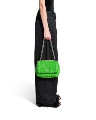 Balenciaga Monaco Mini Bag Quilted Towel Fabric - Green