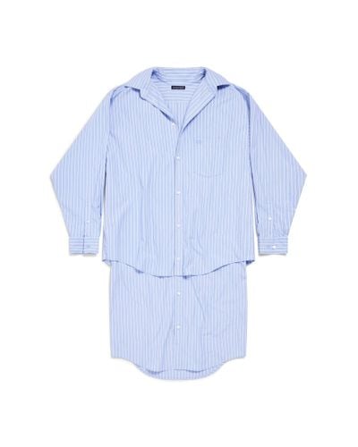 Balenciaga Bb Classic Layered Shirt Dress - Blue