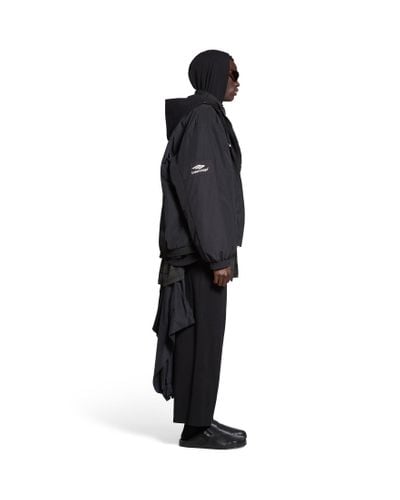Balenciaga 3b Sports Icon Layered Tracksuit Jacket - Black