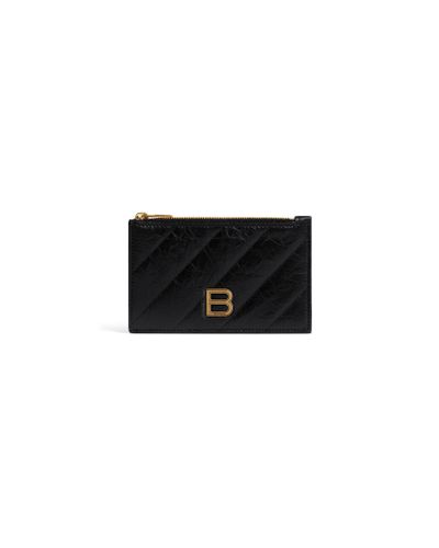 Balenciaga Crush Long Coin And Card Holder Quilted - Black