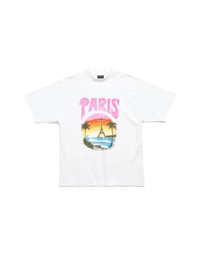Balenciaga T-shirt paris tropical medium fit - Bianco