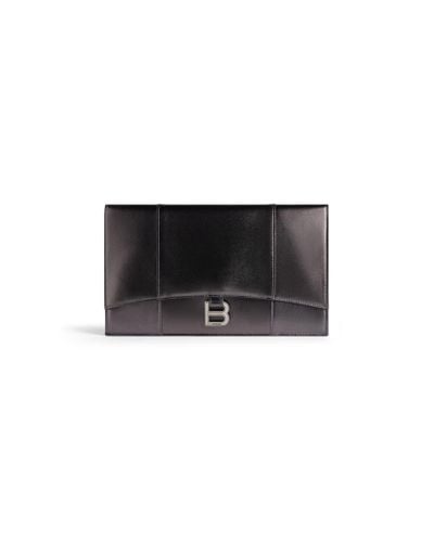 Balenciaga Hourglass flache pochette mit Überschlag in metallic - Schwarz