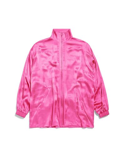 Balenciaga Bal Paris Allover Fluid Tracksuit Jacket - Pink