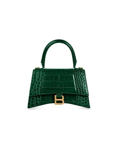 Balenciaga Hourglass Small Handbag Crocodile Embossed - Green