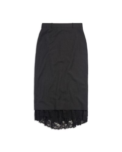 Balenciaga Lingerie Pinstripe Wool Skirt - Black