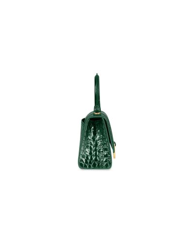 Balenciaga Hourglass Xs Handbag Crocodile Embossed - Green