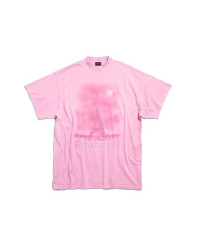Balenciaga Camiseta paris moon oversize - Rosa