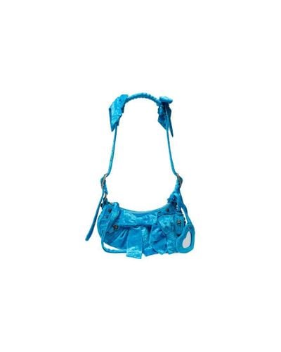 Balenciaga Borsetta a tracolla le cagole xs bag in velluto crushed - Blu