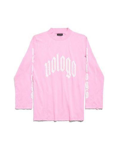 Balenciaga Nologo Long Sleeve T-shirt Fitted - Pink