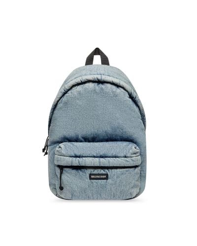 Balenciaga Explorer rucksack aus denim - Blau