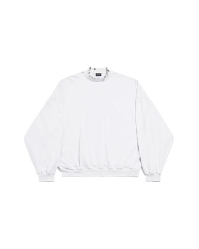 Balenciaga Pierced Round Sweatshirt Oversized - White