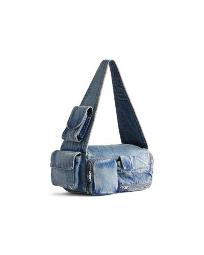 Balenciaga Small Superbusy Denim Shoulder Bag - Blue