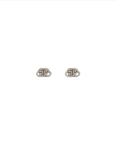 Balenciaga Bb Xs Stud Earrings - White