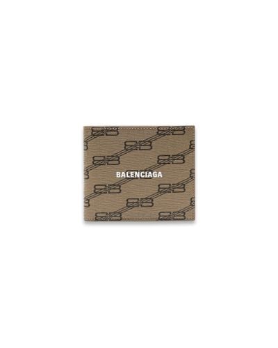 Balenciaga Signature Square Folded Brieftasche BB Monogram beschichteter Canvas Beige