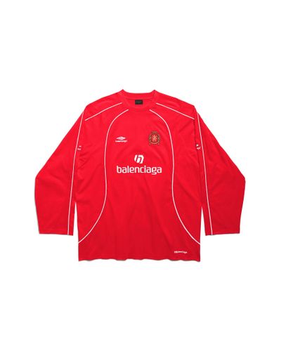 Balenciaga T-shirt a maniche lunghe soccer oversize - Rosso