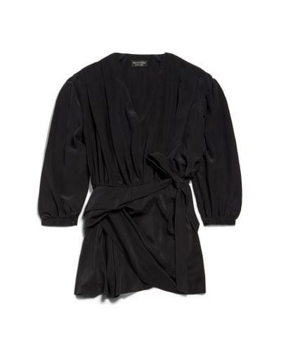Balenciaga V-neck Mini Dress - Black
